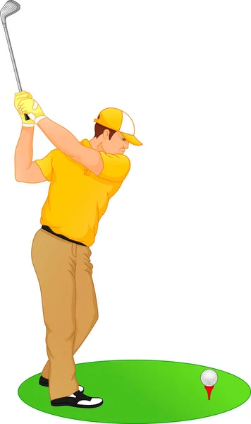 Fiú rajzfilm golf játékos — Stock Vector