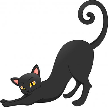 sevimli siyah kedi çizgi film