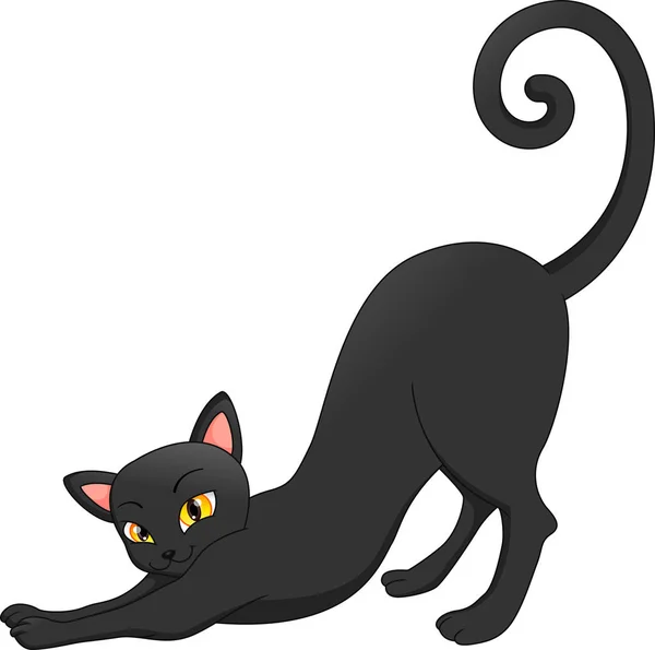 Aranyos Fekete Macska Rajzfilm — Stock Vector
