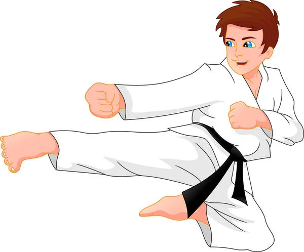 Vektoros Illusztráció Karate Fiú — Stock Vector