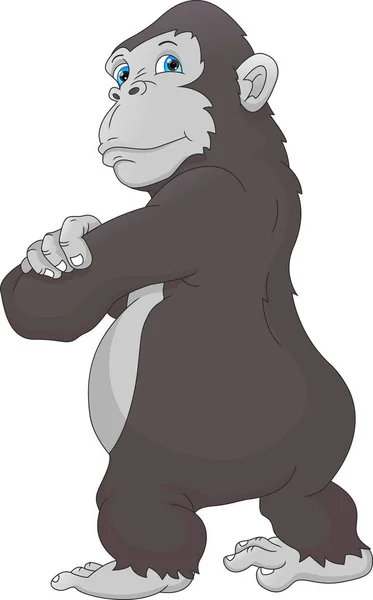 Ilustración Vectorial Caricatura Gorila Lindo — Vector de stock