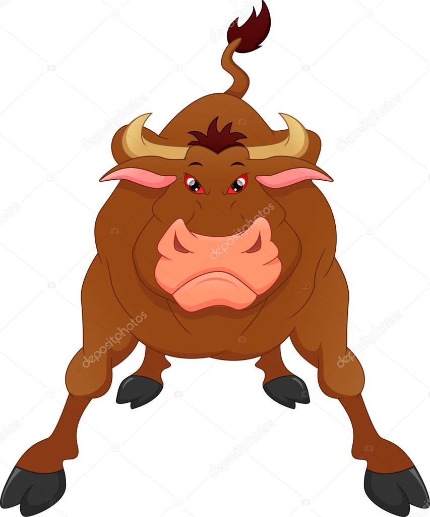 angry bull cartoon illustration