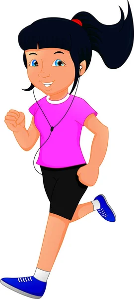 Vector Illustration Young Girl Running — Stock Vector