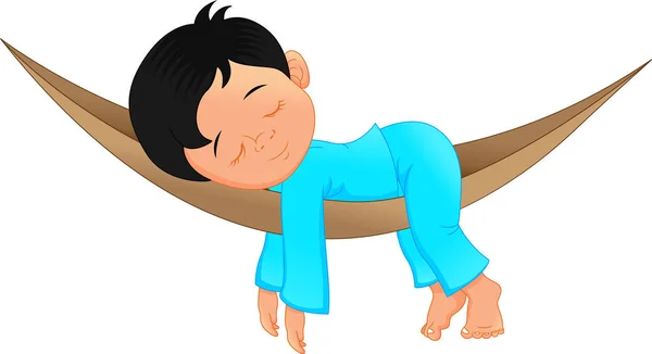 Cute Little Boy Sleeping Cartoon — Stock Vector