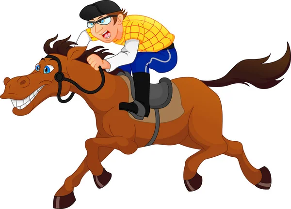 Vector Illustration Racing Horse Jockey — Stock Vector