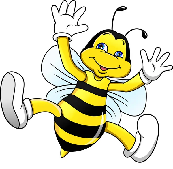 Αστεία Καρτούν Μέλισσα Χαιρετώντας — Διανυσματικό Αρχείο