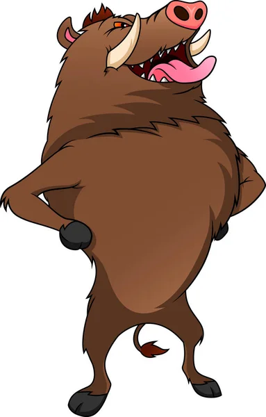 Cute Wild Boar Cartoon — Stock Vector