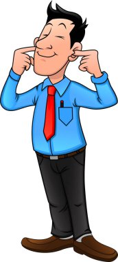 Beyaz arkaplan üzerinde İşadamı Kulağı Kapalı