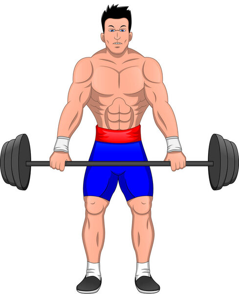 Weightlifting. Athlete with big barbell