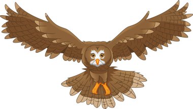 Beyaz arka planda çizgi film baykuşu