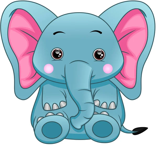 Cute Elephant Cartoon White Background — Stock Vector