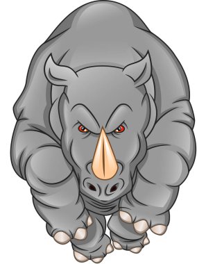 Beyaz arka planda şirin bir gergedan çizgi filmi.