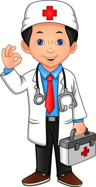 Young Doctor Waving White Background — Stock Vector