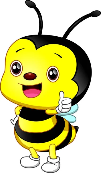 Schattig Bee Cartoon Duim Omhoog — Stockvector
