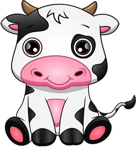 Lindo Vaca Dibujos Animados Sobre Fondo Blanco — Vector de stock