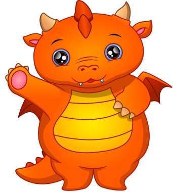 Sevimli yavru ejderha el sallıyor.