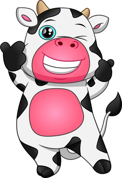 Cute Cow Cartoon Thumb White Background — Stock Vector