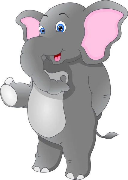 Lindo Elefante Dibujos Animados Pulgar Hacia Arriba Sobre Fondo Blanco — Vector de stock