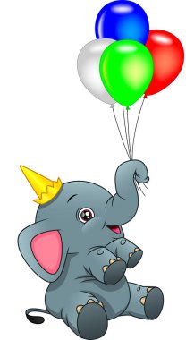 Balon tutan sevimli fil.