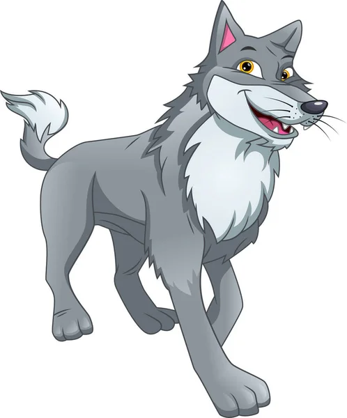 Wolf Cartoon Een Witte Achtergrond — Stockvector