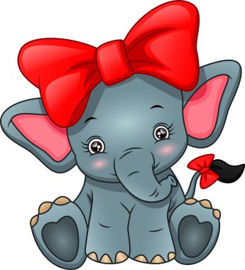 Beyaz arka planda şirin bir fil.