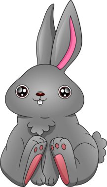 Beyaz arka planda çizgi film mutlu tavşan