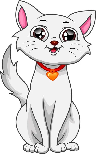 Ładny Kot Kreskówka Białym Tle — Wektor stockowy