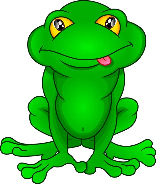 白色背景的绿色青蛙卡通片 — 图库矢量图片