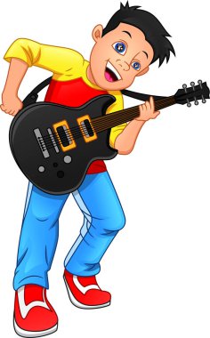 Beyaz arka planda erkek gitarist