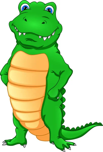 Niedliche Krokodil Karikatur Auf Weißem Hintergrund — Stockvektor