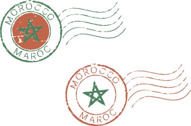 Posta pulu 'Fas'. İngilizce ve Fransızca yazıtlar