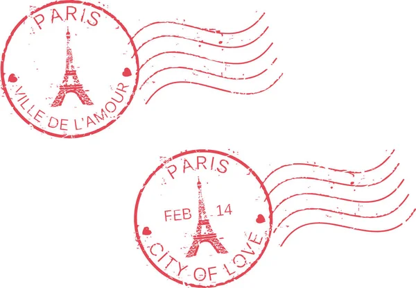 爱情之城 情人节的概念 法文和英文注册 — 图库矢量图片