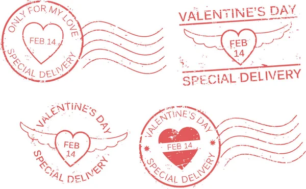 圣瓦伦丁节一套邮资已付邮票 — 图库矢量图片