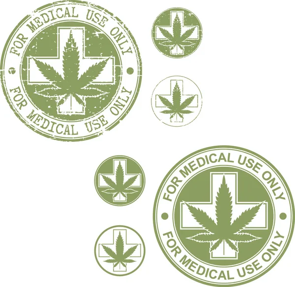 Set Medical Marijuana Stamps — Stock Vector