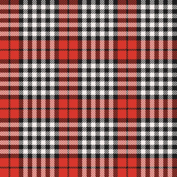 Plaid Tartan Seamless Pattern Red White Black Color Scottish Lumberjack — Stock Vector
