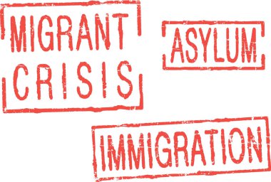 Üç grunge pulu Göçmen Krizi-ASYLUM-Göçmenlik 