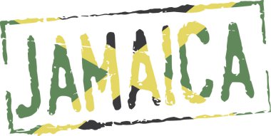 Grunge damgası 'Jamaika'. Jamaika bayrağı içinde.