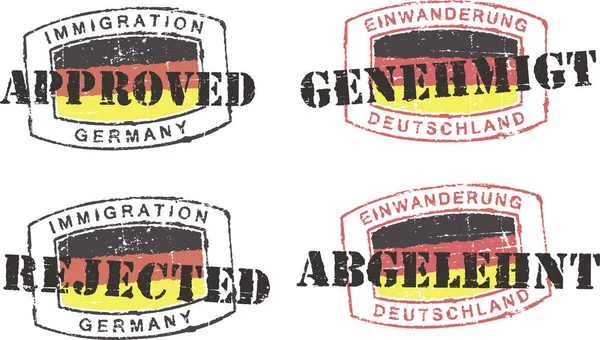 Passstempel Einwanderung Genehmigt Abgelehnt Deutschland Englische Und Deutsche Inschrift — Stockvektor