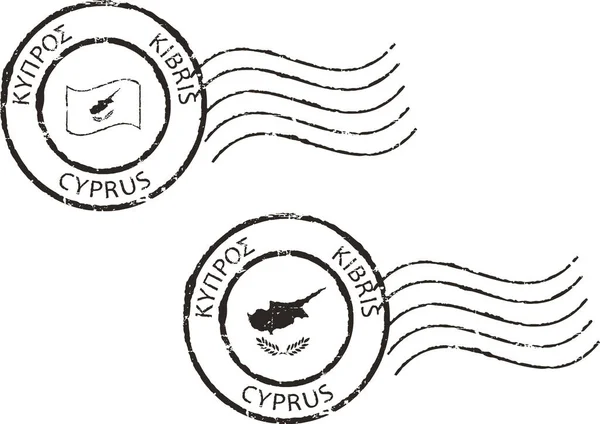 Černé Poštovní Známky Kypr Řecký Anglický Turecký Nápis — Stockový vektor
