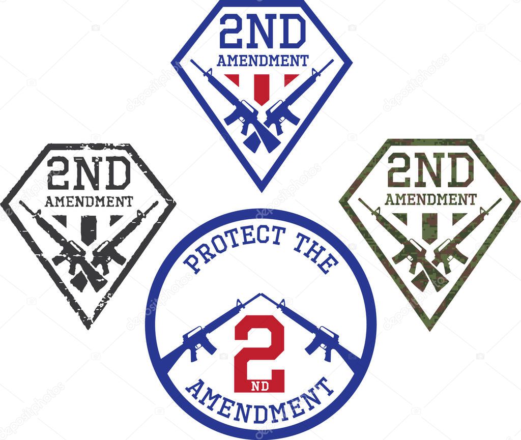 Emblems of support for The Second amendment-US Constitution. 