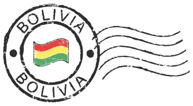 Posta damgası 'Bolivya'. Beyaz arkaplan.