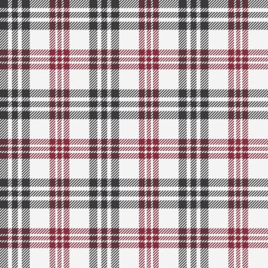 Tartan (ekoseli) pürüzsüz desen. Kırmızı ve siyah renk. Beyaz arkaplan