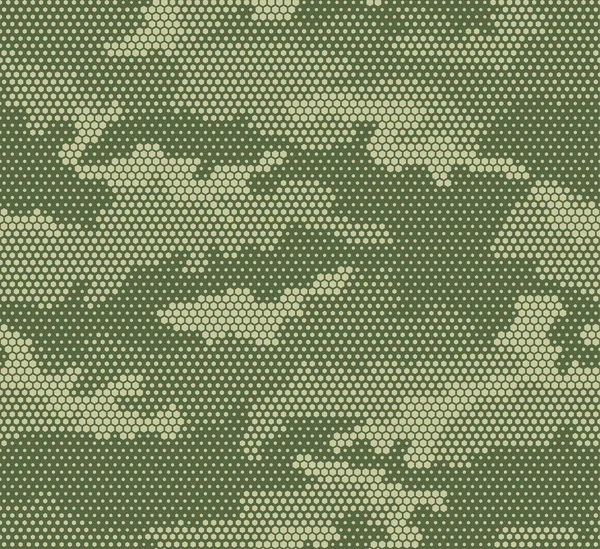 Абстрактный Камуфляж Бесшовный Шаблон Шестиугольная Сотовая Текстура Зеленый Бежевый Цвет — стоковый вектор