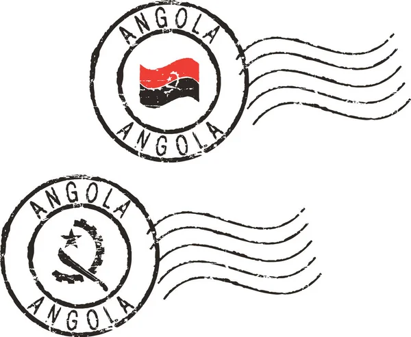 Twee Grunge Postzegels Angola — Stockvector