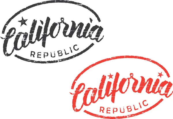 Czarno Czerwone Znaczki California Republic Dokumentów Shirt Pocztówka Plakat — Wektor stockowy