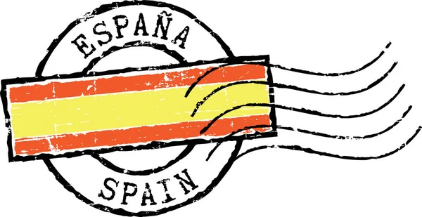 Sello Grunge Postal España Inscripción Español Inglés — Archivo Imágenes Vectoriales