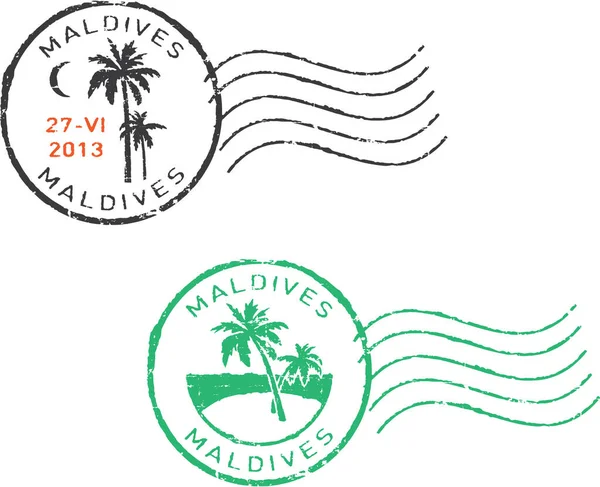 两张邮政空白邮票 马尔代夫 白人背景 — 图库矢量图片