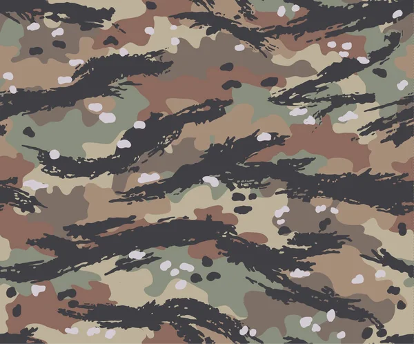 Camouflage Multicolor Naadloos Patroon Met Tijgerstrepen — Stockvector