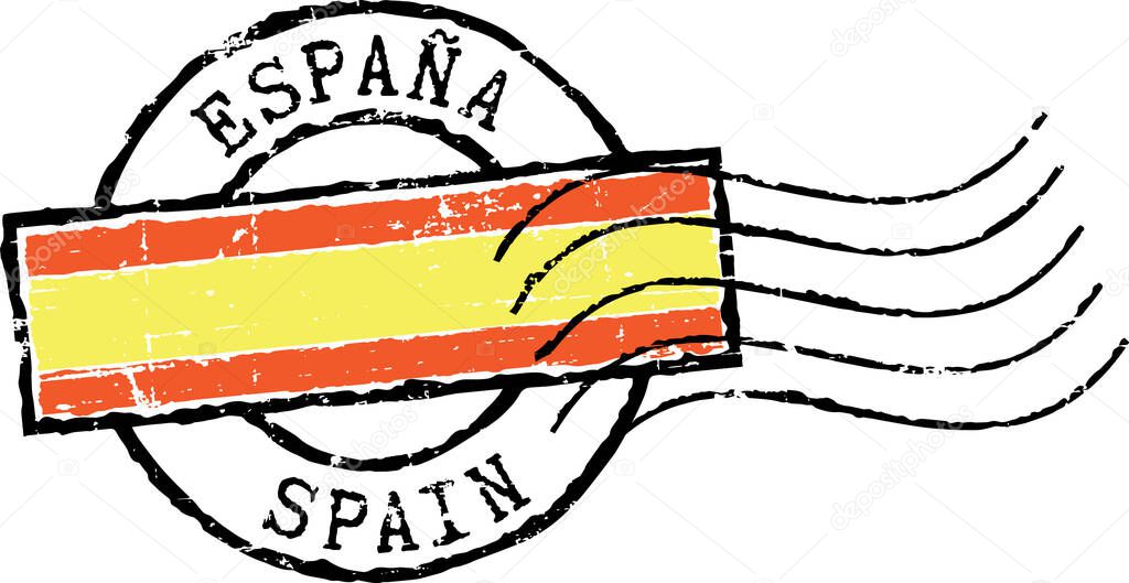 Postal grunge stamp 'SPAIN'. Spanish and english inscription.
