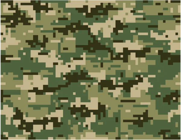 Camouflage Nahtlose Muster Vier Grüntöne Woodland Stil Und Digitale Pixel — Stockvektor